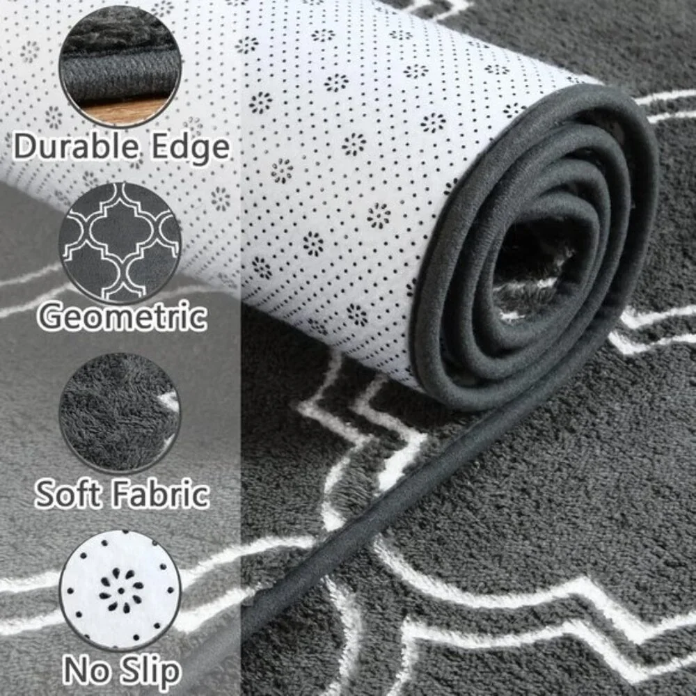 New 4x6 Shag Geometric Area Rug, Memory Foam, Fluffy Carpet for Home, Room Decor